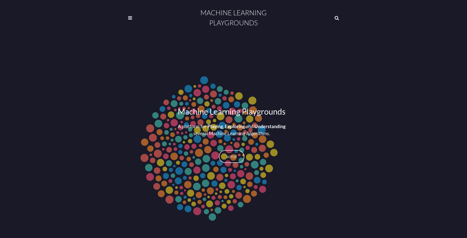 schermata sito Machine Learning Playground